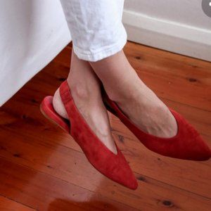 Everlane V Point Slingback Flat Rust Burnt Orange Women's 8.5